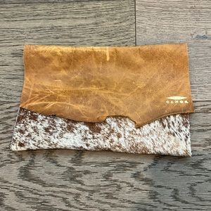 Canoe hair calf leather clutch
